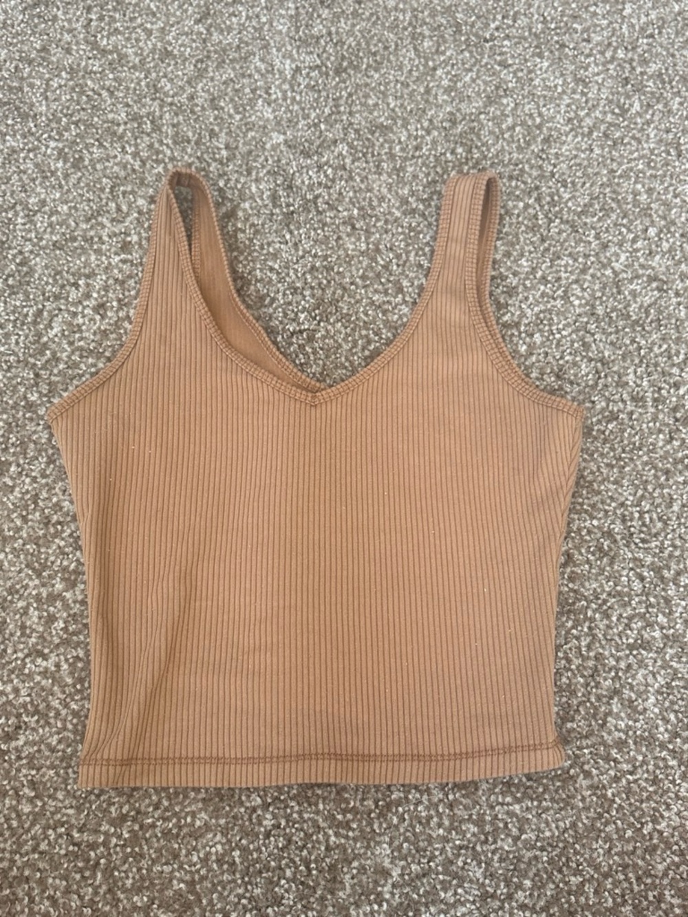 Hollister Ribbed V-Neck Tank Top in Tan